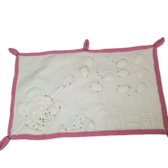 Disney hand made quilted mickey mouse wall tapestry fabric art vintage balloons - Picture 5 of 12